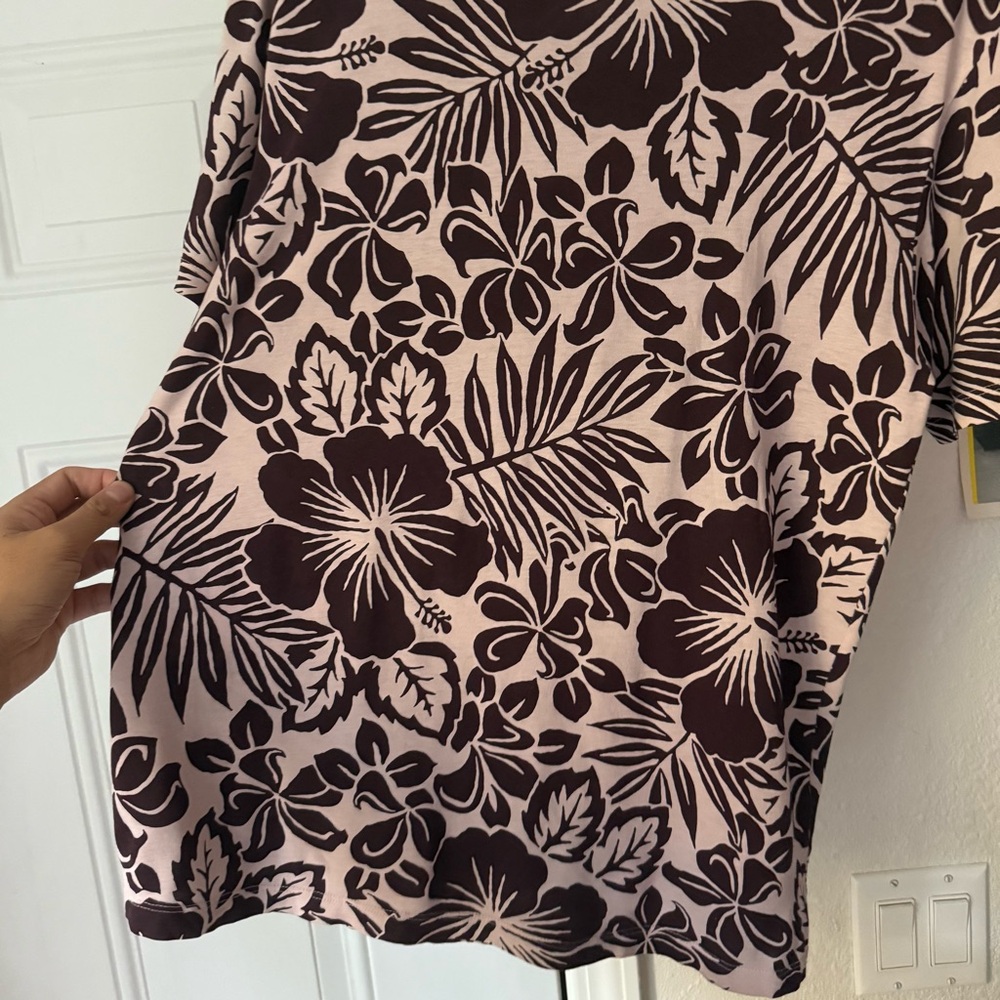 Todd Snyder nude cream pink brown tropical Hawaiian print crew neck‎ tee t-shirt - Picture 3 of 5
